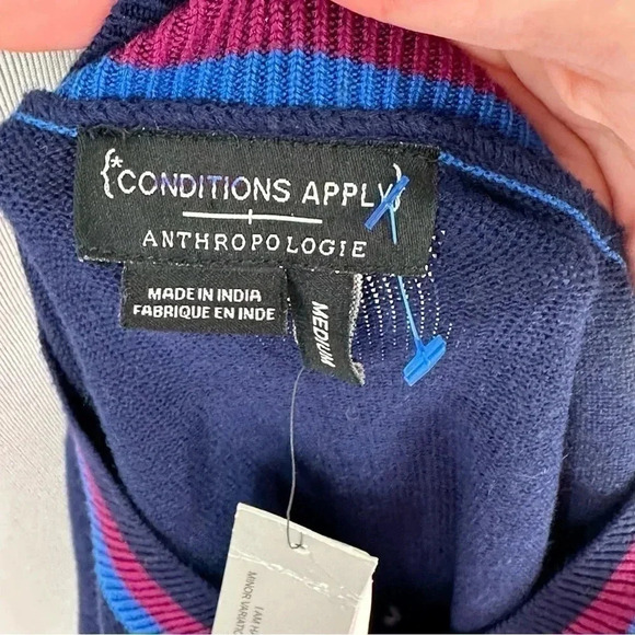 Conditions apply Anthropologie Bedford sweater M blue python cashmere Blend - Picture 9 of 14